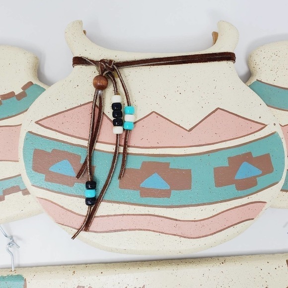 Welcome Sign Southwestern Wall Hanging Native Art Pottery Design Leather Strap - Picture 2 of 12